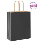 Pungi de hârtie 250 buc cu mânere negre 18x8x22 cm GartenMobel Dekor