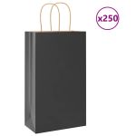 Pungi de hârtie 250 buc cu mânere negre 21x11x36 cm GartenMobel Dekor