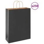 Pungi de hârtie 250 buc cu mânere negre 32x12x42 cm GartenMobel Dekor