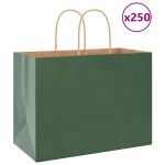Pungi de hârtie 250 buc cu mânere verde 32x17x25 cm GartenMobel Dekor