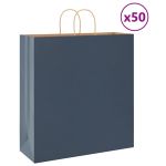 Saci de hârtie 50 buc cu mânere Albastru 45x17x48 cm GartenMobel Dekor