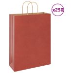 Pungi de hârtie 250 buc cu mânere roșii 32x12x42 cm GartenMobel Dekor