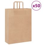 Pungi de hârtie 50 buc cu mânere maro 32x12x42 cm GartenMobel Dekor
