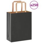 Pungi de hârtie 250 buc cu mânere negre 18x8x22 cm GartenMobel Dekor