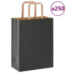 Pungi de hârtie 250 buc cu mânere negre 21x11x28 cm GartenMobel Dekor