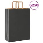Pungi de hârtie 250 buc cu mânere negre 26x12x35 cm GartenMobel Dekor