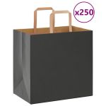 Pungi de hârtie 250 buc cu mânere negre 26x17x25 cm GartenMobel Dekor