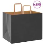 Pungi de hârtie 250 buc cu mânere negre 32x22x24 cm GartenMobel Dekor