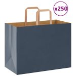 Pungi de hârtie 250 buc cu mânere Albastre 32x17x25 cm GartenMobel Dekor