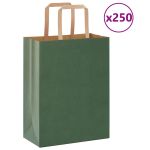 Pungi de hârtie 250 buc cu mânere verde 21x11x28 cm GartenMobel Dekor