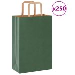 Pungi de hârtie 250 buc cu mânere verde 21x11x31 cm GartenMobel Dekor