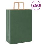 Pungi de hârtie 50 buc cu mânere verde 32x17x44 cm GartenMobel Dekor
