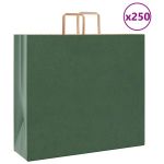 Pungi de hârtie 250 buc cu mânere verde 54x15x49 cm GartenMobel Dekor
