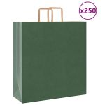 Saci de hârtie 250 buc cu mânere verde 45x17x48 cm GartenMobel Dekor