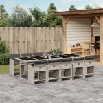 Set mobilier de grădină cu perne 11 piese gri deschis poliratan GartenMobel Dekor