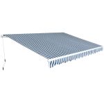 Copertină pliabilă cu acționare manuală, 450 cm, albastru/alb GartenMobel Dekor