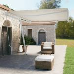 Copertină autonomă retractabilă manual, crem, 400x350 cm GartenMobel Dekor