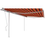 Copertină retractabilă manual & stâlpi, portocaliu/maro 4,5x3 m GartenMobel Dekor