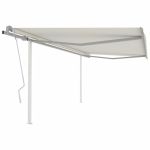 Copertină retractabilă manual, cu stâlpi, crem, 4x3,5 m GartenMobel Dekor
