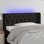 Tăblie de pat cu LED, negru, 93x16x78/88 cm, textil GartenMobel Dekor