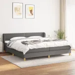Pat box spring cu saltea, gri închis, 200x200 cm, textil GartenMobel Dekor