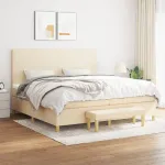 Pat box spring cu saltea, crem, 200x200 cm, textil GartenMobel Dekor
