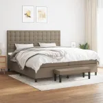 Pat box spring cu saltea, gri taupe, 200x200 cm, textil GartenMobel Dekor
