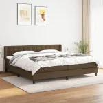 Pat box spring cu saltea, maro închis, 200x200 cm, textil GartenMobel Dekor