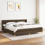 Pat box spring cu saltea, maro închis, 200x200 cm, textil GartenMobel Dekor