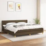 Pat box spring cu saltea, maro închis, 200x200 cm, textil GartenMobel Dekor