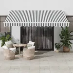 Copertină retractabilă manual, antracit/alb, 400x350 cm GartenMobel Dekor