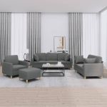 Set de canapele cu perne, 4 piese, gri închis, material textil GartenMobel Dekor