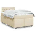 Pat box spring cu saltea, crem, 120x200 cm, textil GartenMobel Dekor