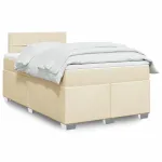 Pat box spring cu saltea, crem, 120x200 cm, textil GartenMobel Dekor