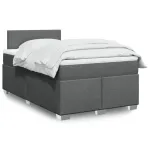 Pat box spring cu saltea, gri închis, 120x200 cm, textil GartenMobel Dekor