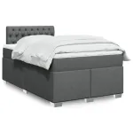 Pat box spring cu saltea, gri închis, 120x200 cm, textil GartenMobel Dekor