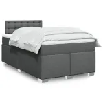 Pat box spring cu saltea, gri închis, 120x200 cm, textil GartenMobel Dekor
