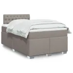 Pat box spring cu saltea, gri taupe, 120x200 cm, textil GartenMobel Dekor