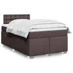 Pat box spring cu saltea, maro închis, 120x200 cm, textil GartenMobel Dekor