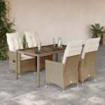Set mobilier de grădină cu perne, 5 piese, bej, poliratan GartenMobel Dekor