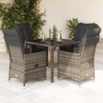 Set mobilier de grădină cu perne, 5 piese, gri, poliratan GartenMobel Dekor