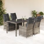 Set mobilier de grădină cu perne, 5 piese, gri, poliratan GartenMobel Dekor