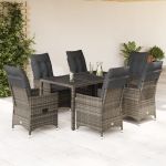 Set mobilier de grădină cu perne, 7 piese, gri, poliratan GartenMobel Dekor