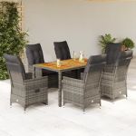 Set mobilier de grădină cu perne, 7 piese, gri, poliratan GartenMobel Dekor