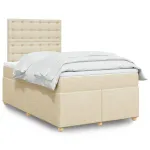 Pat box spring cu saltea, crem, 120x200 cm, textil GartenMobel Dekor