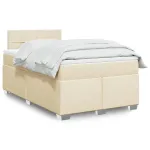 Pat box spring cu saltea, crem, 120x200 cm, textil GartenMobel Dekor