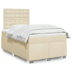Pat box spring cu saltea, crem, 120x200 cm, textil GartenMobel Dekor