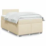 Pat box spring cu saltea, crem, 120x200 cm, textil GartenMobel Dekor
