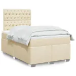 Pat box spring cu saltea, crem, 120x200 cm, textil GartenMobel Dekor