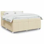 Pat box spring cu saltea, crem, 200x200 cm, textil GartenMobel Dekor